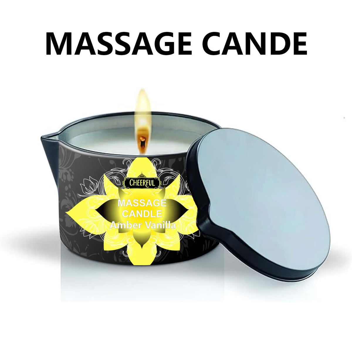 Amber Vanilla Massage Oil Candle, Natural Soy Wax Scented Massage Candle for Body Massage, Aromatherapy Candle for Home Spa Care