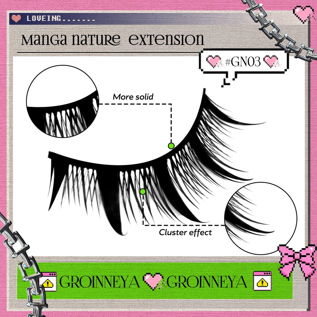 GROINNEYA Manga Lashes Mixed style 5/9/20 Pairs 3D 6D 8D Mink Lashes Natural Eyelashes Soft Cross Wispy False Eyelashes Eyelash