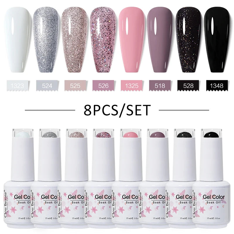 Clou Beaute 6/8pcs 15ml UV Nail Gel Colors Polish Set Summer Pretty Sugar Pink Red Neon Professional Nail Art Manicure Kit Gift