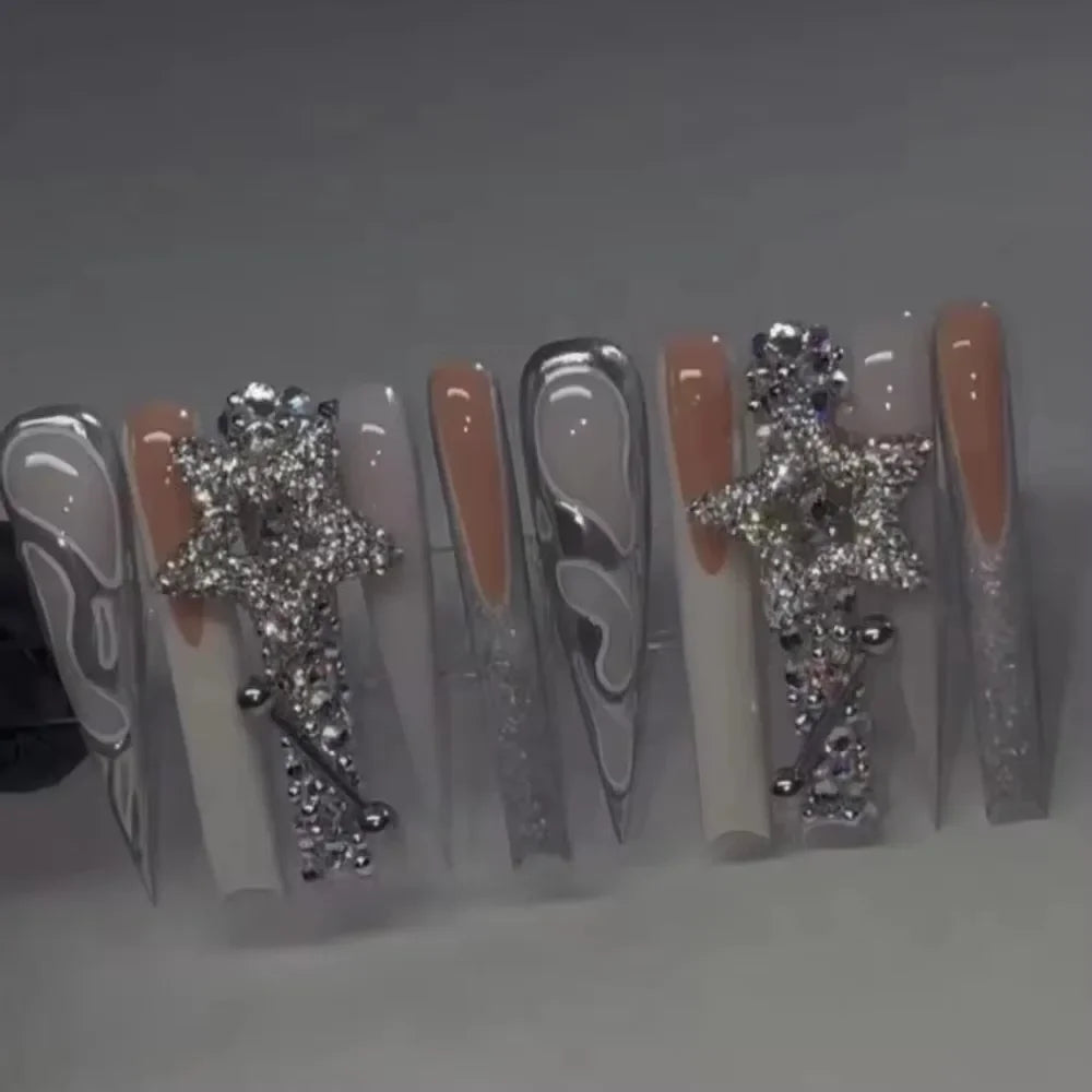 Xxxl Extra Long Quadrate Nail Art Butterfly Angel Diamond Coffin Stiletto False Nails Customizable Nail Party Stickers