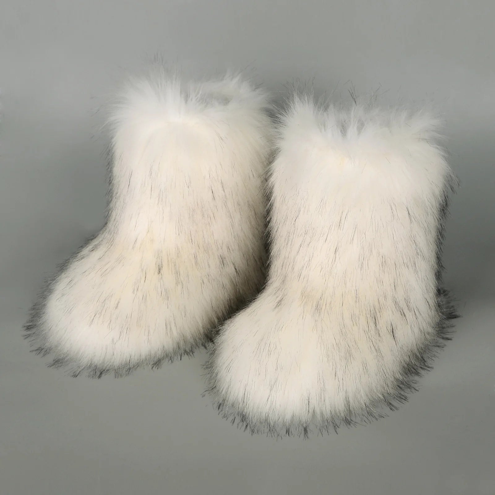 New Winter Fur Onepiece Raccoon Fur Female Snow Boots Fur Shoes Outdoor Mid Leg Boots