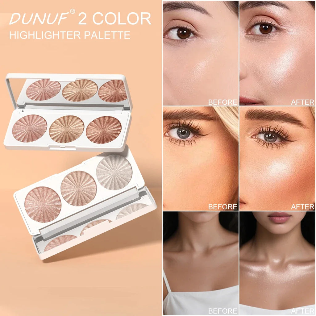 Waterproof Baked Highlighter Palette 7Colors Highly Pigmented Blush Contour Shadow 4in1 Face Makeup Long Lasting Beauty