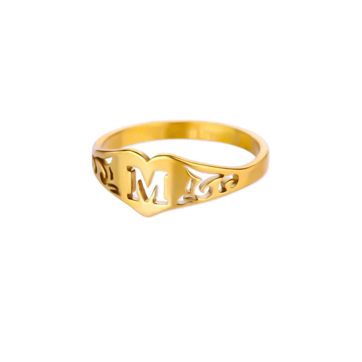 Initial A-Z Letter Rings For Women Gold Color Stainless Steel Heart Alphabet Name Finger Ring Punk Birthday Jewelry Gift Femme