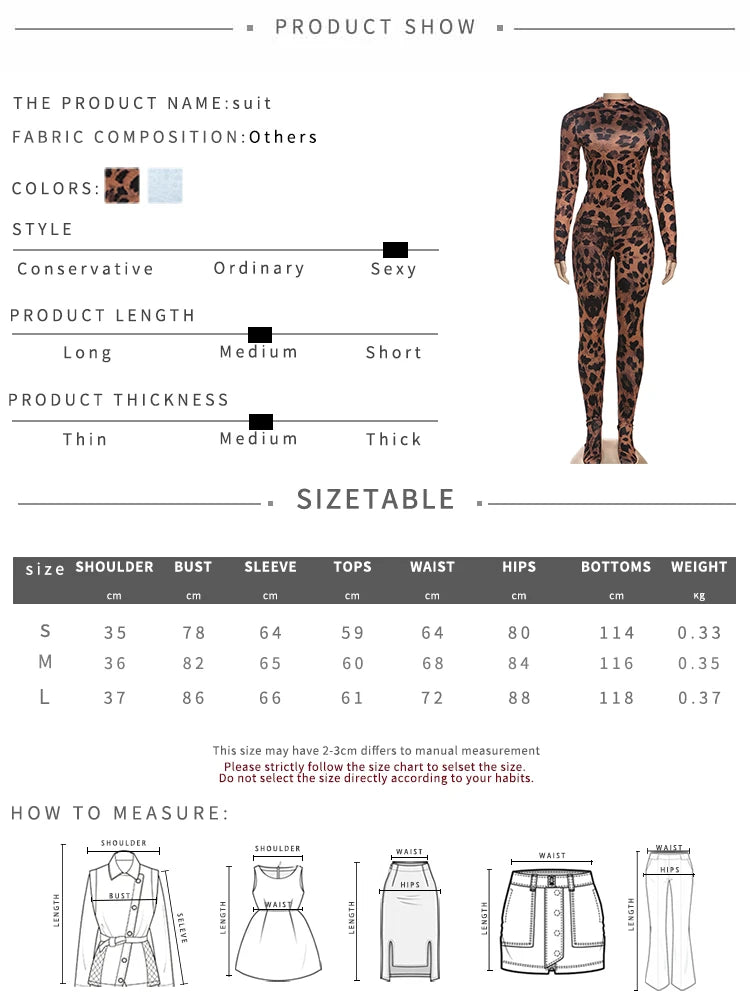 Kliou Leopard Print 2 Piece Set Woman Autumn Trend o-Neck Full Sleeve T-Shirts+Skinny Long Pants Street Fashion Wild Style Suits