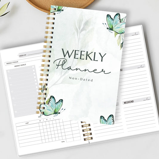 Undated Weekly Planner Spiral Notebook with Habit Tracker to Do List Goal Setting Stickers for Work School