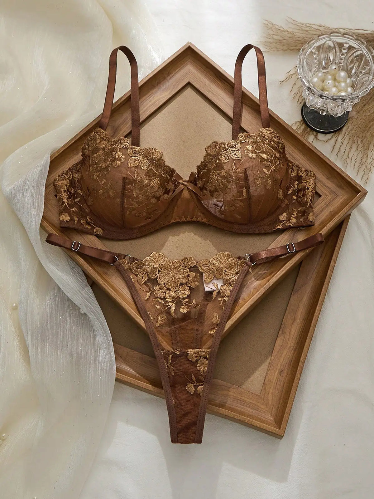 Mesh Floral Lace Lingerie Set