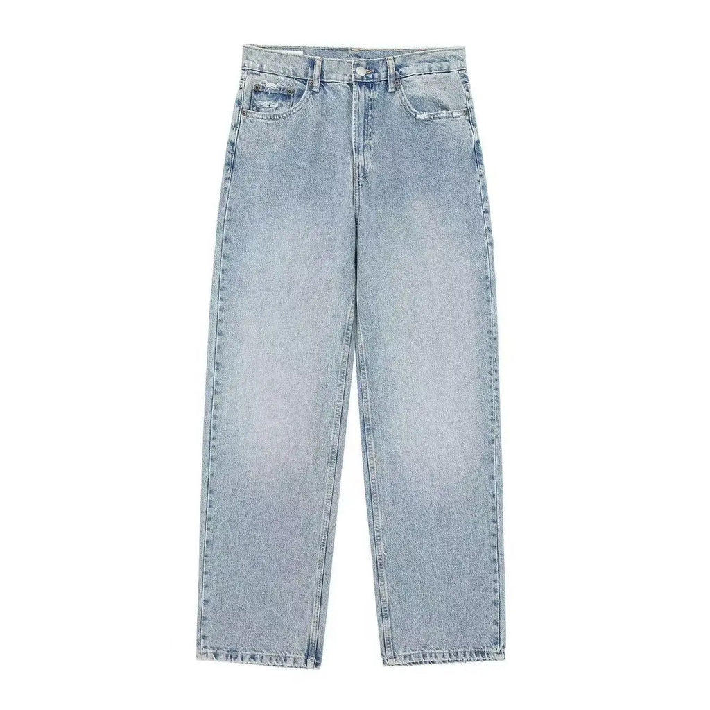 Jeans Women Denim Pant Straight Trousers Wide Leg Long Pants High Waist Y2k Streetwear Casual Mom Jeans Splice Elegant Work