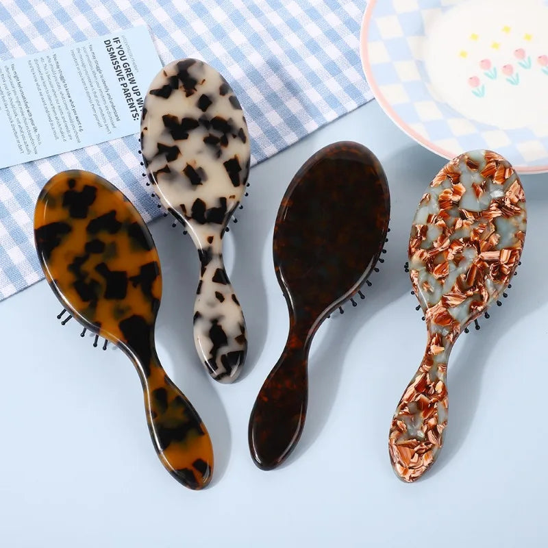 1PC Portable Mini Acetate Board Handheld Hair Comb French Vintage Cute Airbag Massage Comb for Home Use Professional Salon Brush