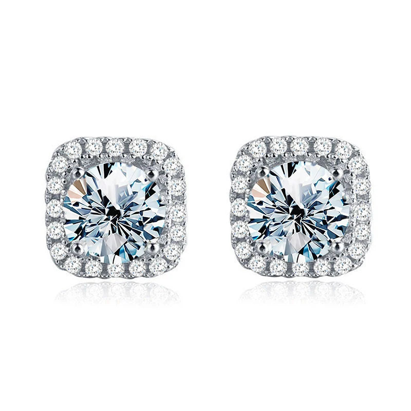 S925 Sterling Silver Brilliant 0.5-1CT Moissanite Diamond Stud Earrings for Women Engagement Wedding High Quality Jewelry