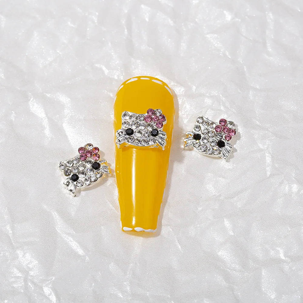 60/30/10PCS Hello Kitty Nail Charms Sanrio 3D Alloy Full Diamond Jewelry Nail Art Rhinestone Crystal Gems Manicure Cartoon Y2K