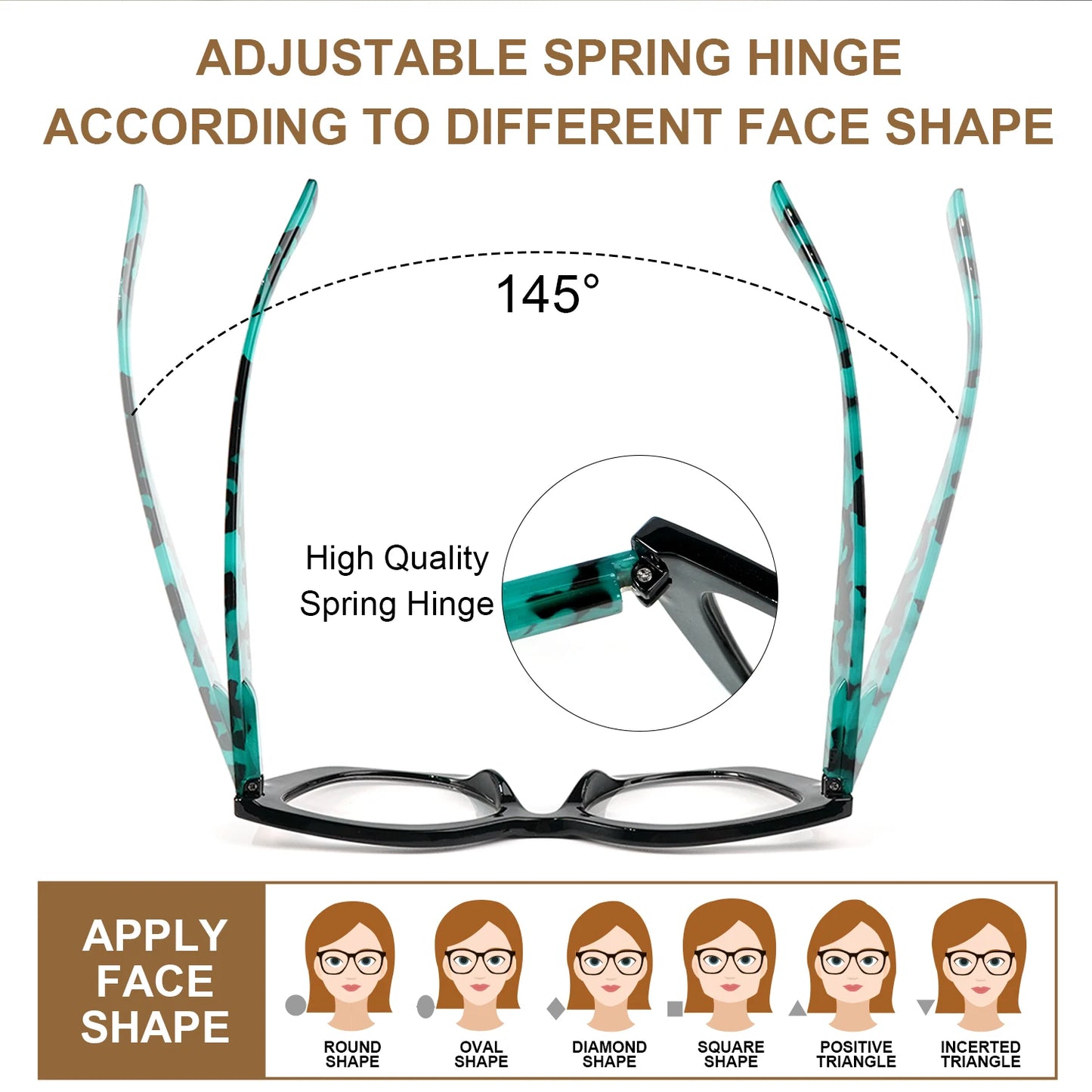 Women's Oversized Cat Eye Reading Glasses, Tortoise Print Readers with Adjustable Spring Hinge Fashion Presbyopia Eyewear