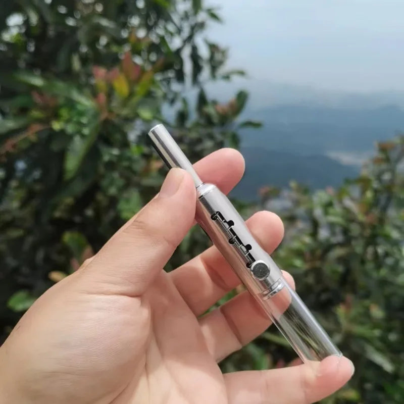 5-Level Adjustable Metal Dry Herb Pipe with Glass Tube | Reusable EDG Dry Burn Tobacco Pipe | Durable Smoking Accessories