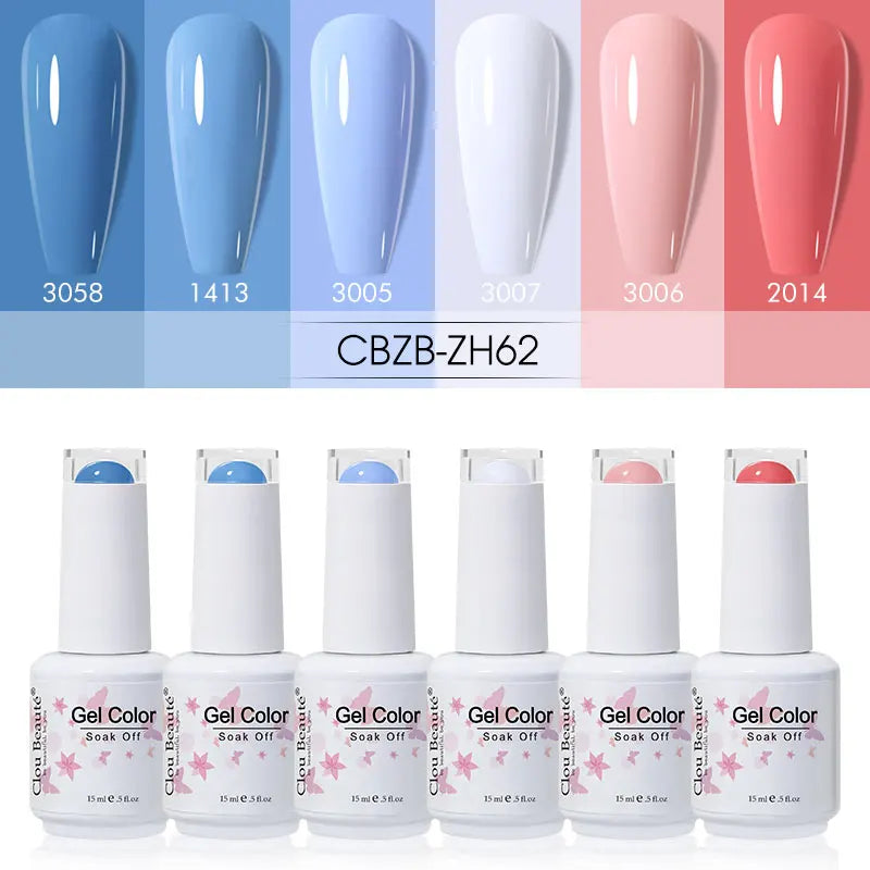 Clou Beaute 6/8pcs 15ml UV Nail Gel Colors Polish Set Summer Pretty Sugar Pink Red Neon Professional Nail Art Manicure Kit Gift
