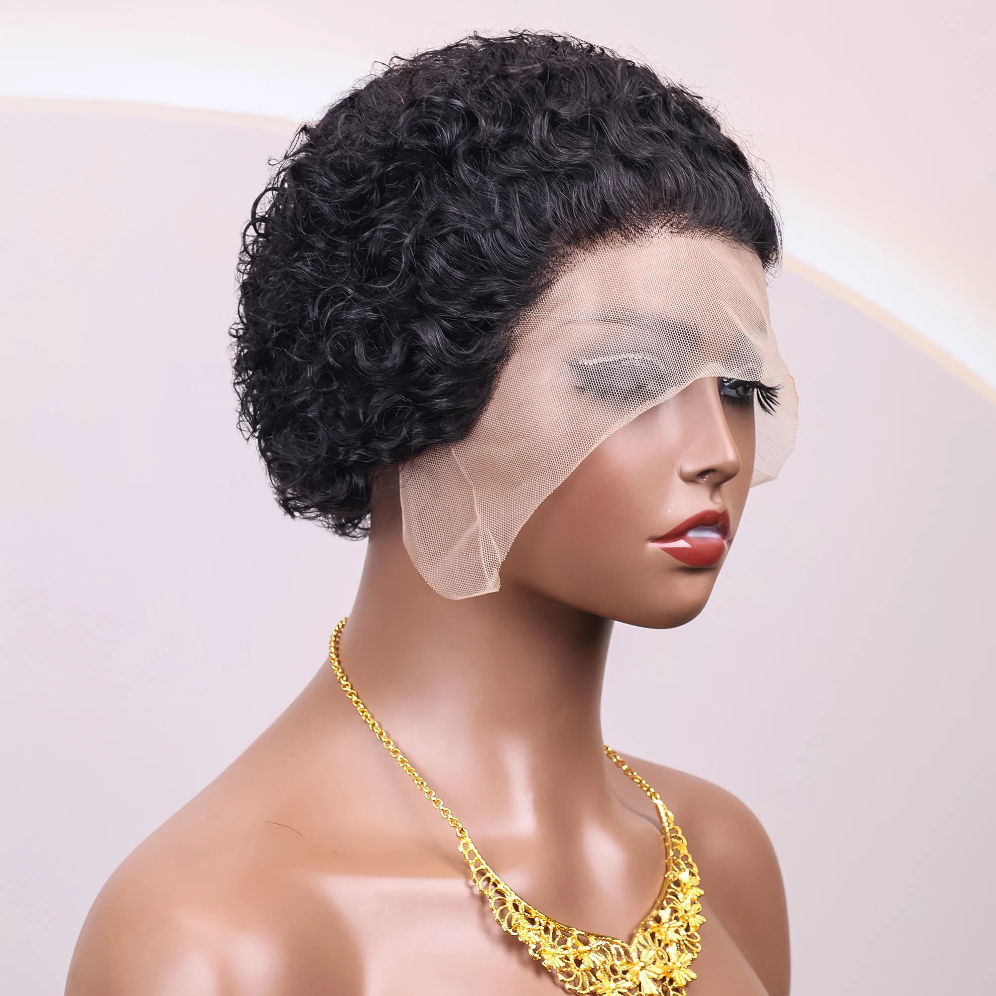 Pixie Cut Wigs Human Hair Short Curly Lace Front Human Hair Wigs Brazilian 13x1 Transparent Lace Wigs  Water Wave Bob Wig
