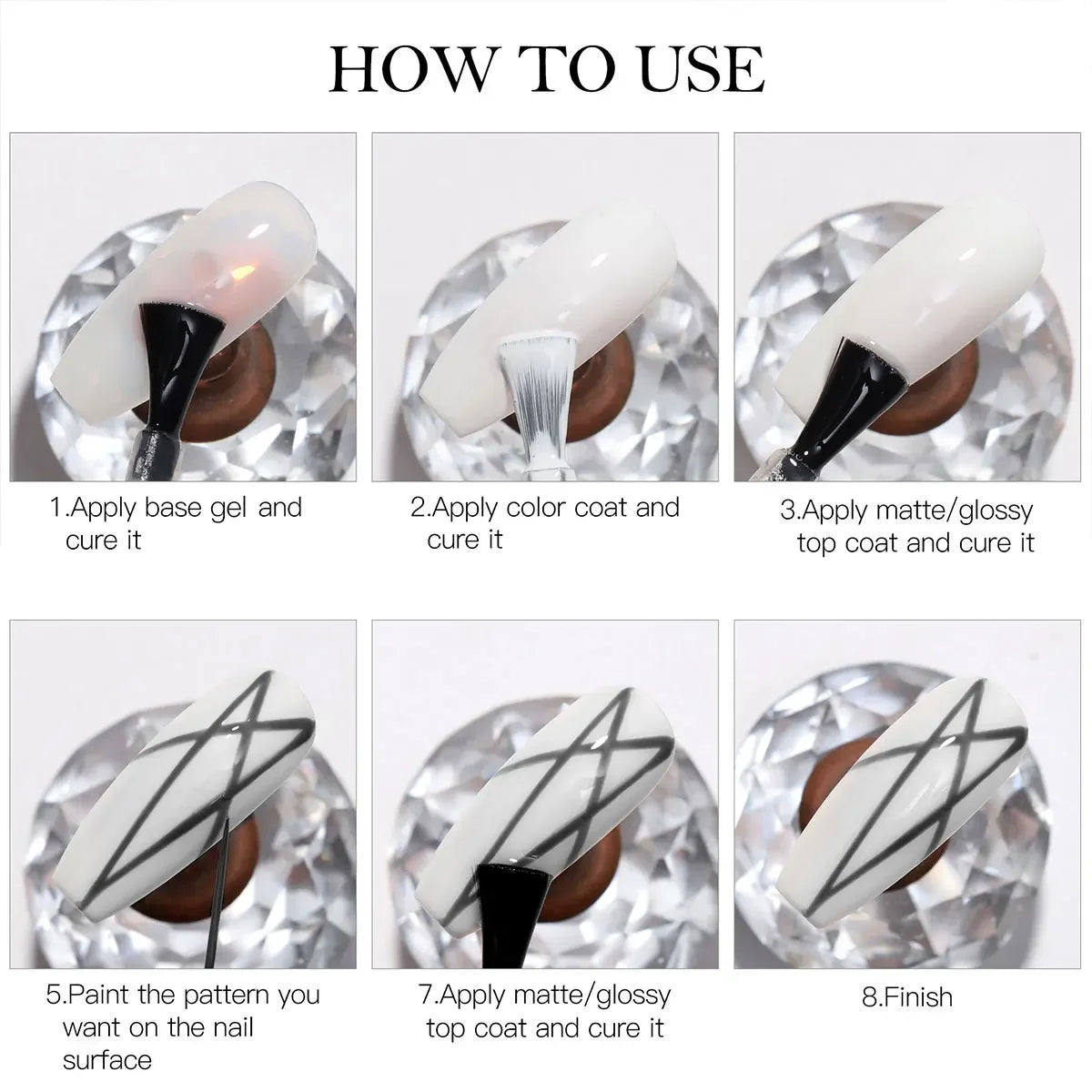 2/4/6pcs Reflective Glitter Liner Gel Nail Polish Set Pull Line Graffiti Painting Stripe DIY French Nails Design Painting Gel