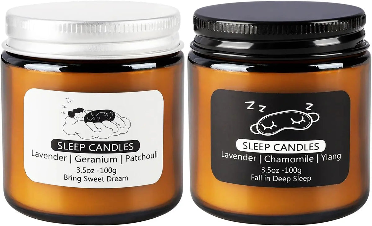 2 Glass Sleep Aromatherapy Candles, These Sleep Aromatherapy Candles Have a Calming, Soothing, and Balancing Effect, Perfect for People Who Are Stressed, Providing a Sense of Relaxation and Helping to Better Fall Asleep.