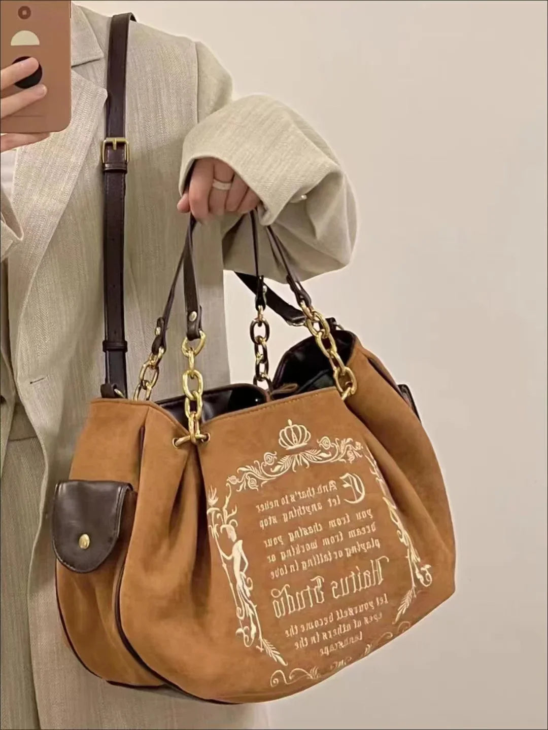 Vintage Letter Y2k Handbag Women Gothic Large Capacity Casual Crossbody Bag Purse Female Harajuku Aesthetic The Tote Bag