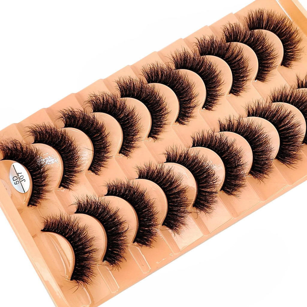 HBZGTLAD 10 Pairs Faux Mink Eyelashes Handmade False Eyelashes Natural Nude Makeup Simulation Cross Messy Eye 3D Curly Eyelashes