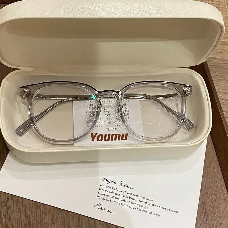 Myopia Glasses Anti Blue Light Metal  Resin -1.0 ~ -6.0 Neutral Style Flat Glasses Computer Glasses