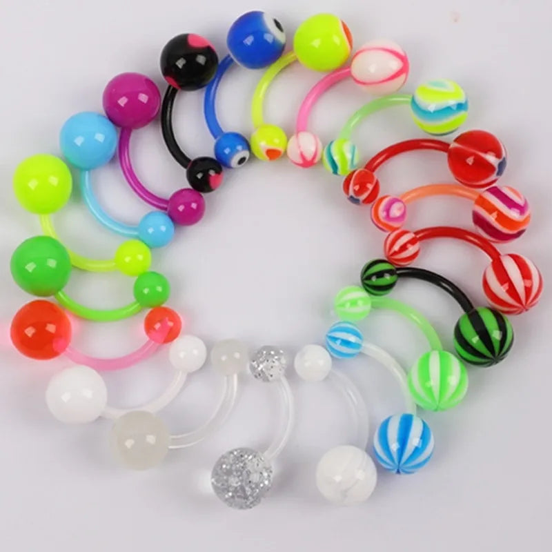 5PCS Pearl Belly Button Piercing Set Acrylic Painted Belly Piercing Barbell Bulk For Women Belly Ring Lot Piercing Ombligo Pack
