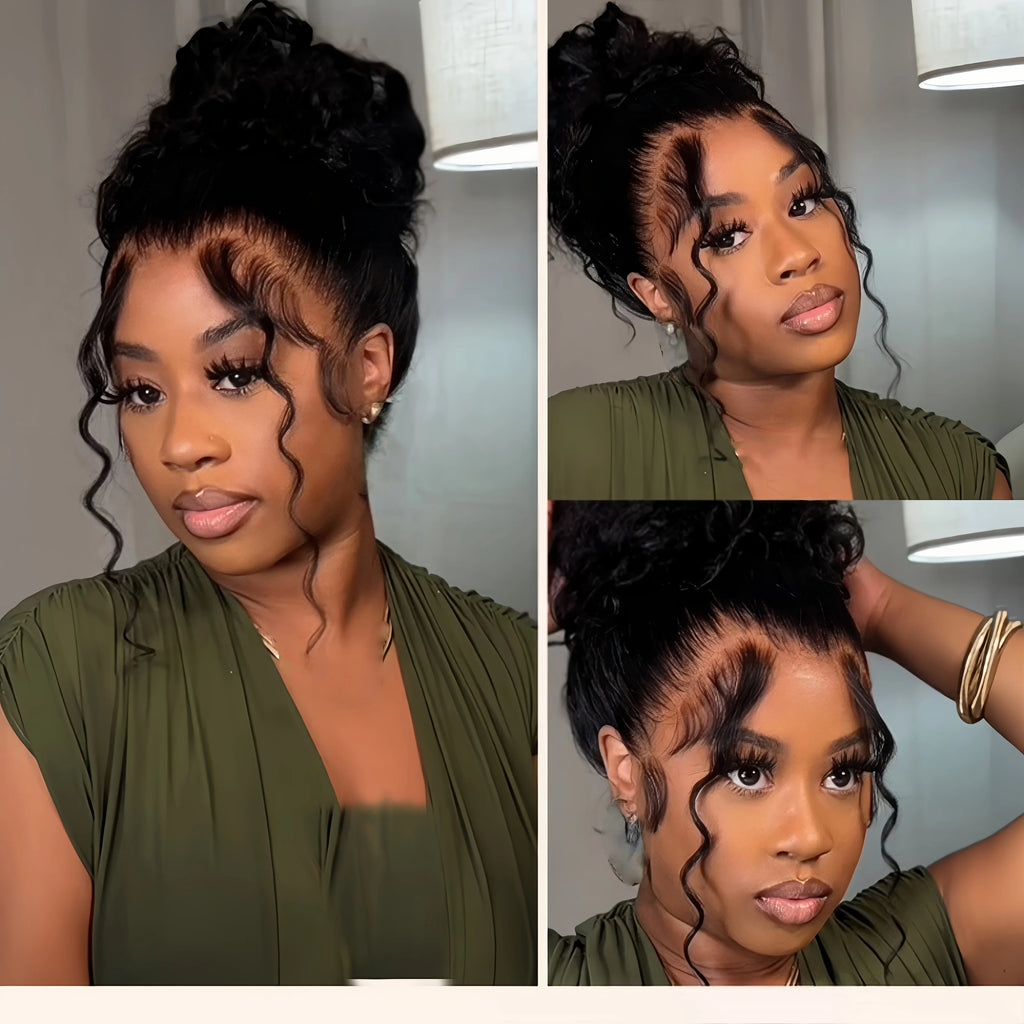 Lafino 250 Density HD Invisi Strap 360 Full Lace Frontal Kinky Curly Wig 40 inch Human Hair Drawstring Snug Water Wig Glueless