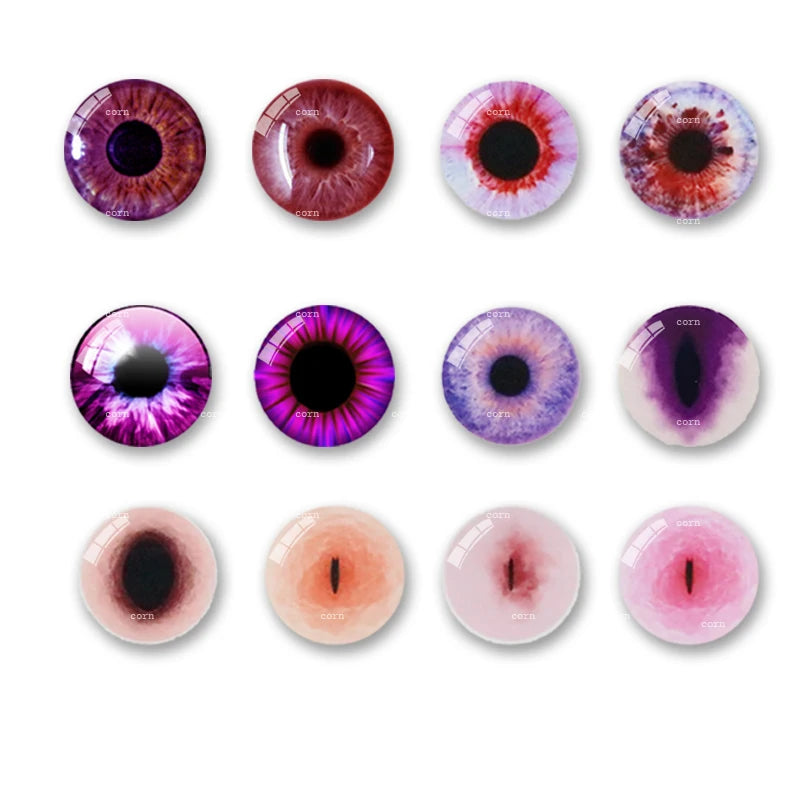 20pcs 8mm-20mm New Fashion Eyes Mixed Handmade Photo Glass Cabochons Pattern Flat glass eyes with round pupils Supplies