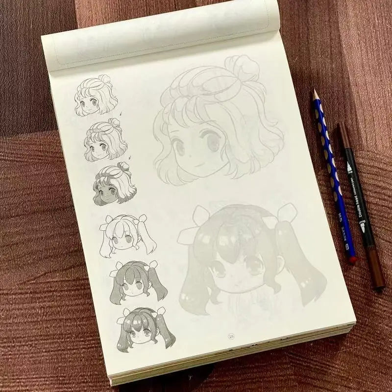 Manga Character Drawing Tracing Book:Cute Anime Q-version character Sketch Practice Workbook，Step-by-Step Cute Sketching Guide