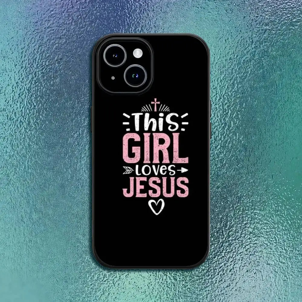 Bible Verse Jesus Christ Christian Phone Case For 11 12 13 14 15 16Pro Max Mini Plus Classic Black Soft Shell