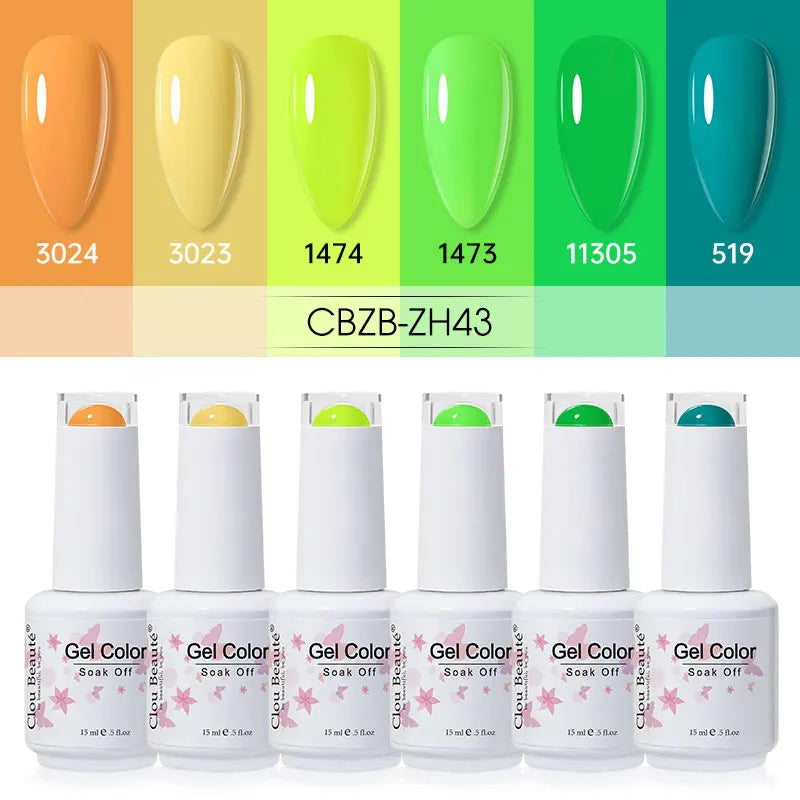 Clou Beaute 6/8pcs 15ml UV Nail Gel Colors Polish Set Summer Pretty Sugar Pink Red Neon Professional Nail Art Manicure Kit Gift