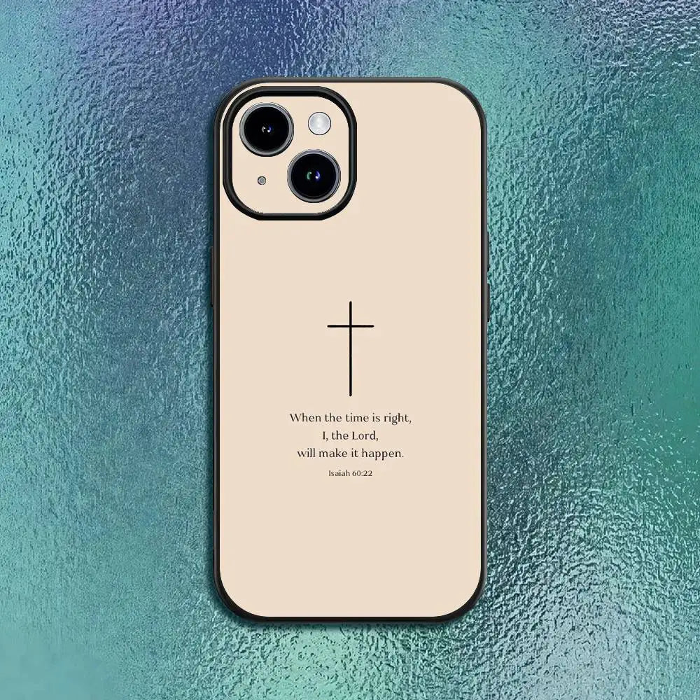 Bible Verse Jesus Christ Christian Phone Case For 11 12 13 14 15 16Pro Max Mini Plus Classic Black Soft Shell