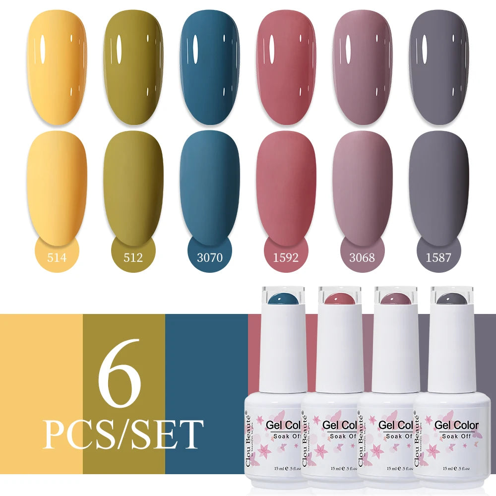 Clou Beaute 6/8pcs 15ml UV Nail Gel Colors Polish Set Summer Pretty Sugar Pink Red Neon Professional Nail Art Manicure Kit Gift