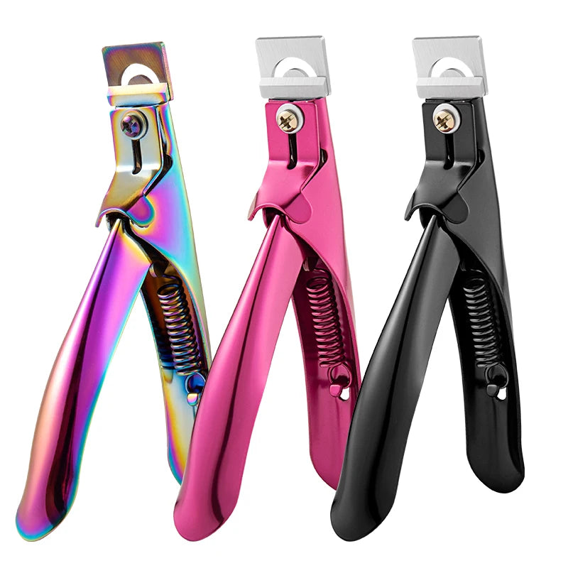 4PCS Acrylic Nail Cutter Stainless Steel Clipper Scissors U Word False Tips Trimmer 10pcs Magnet Cuticle Pushers Nail File