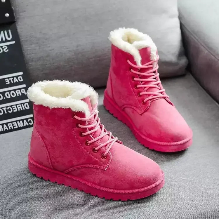 Thickened Cotton Shoes with Fleece Casual Short Tube Winter Boots for Women Comfortable Warm Large Size Rubber Snow Boots