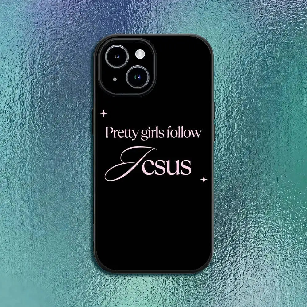 Bible Verse Jesus Christ Christian Phone Case For 11 12 13 14 15 16Pro Max Mini Plus Classic Black Soft Shell
