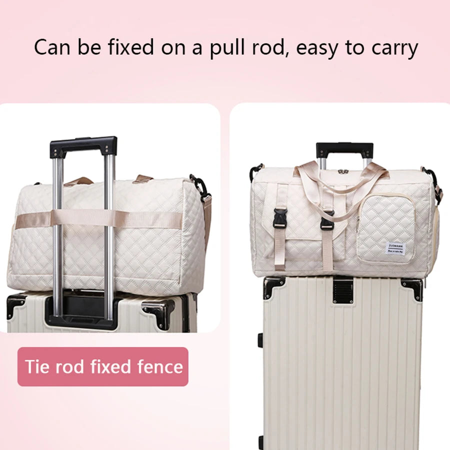 Durable Nylon Travel Duffle Bag, Portable Sports Gym Bag for Overnight Trips Shoulder Duffel Training Bag, Spacious Argyle
