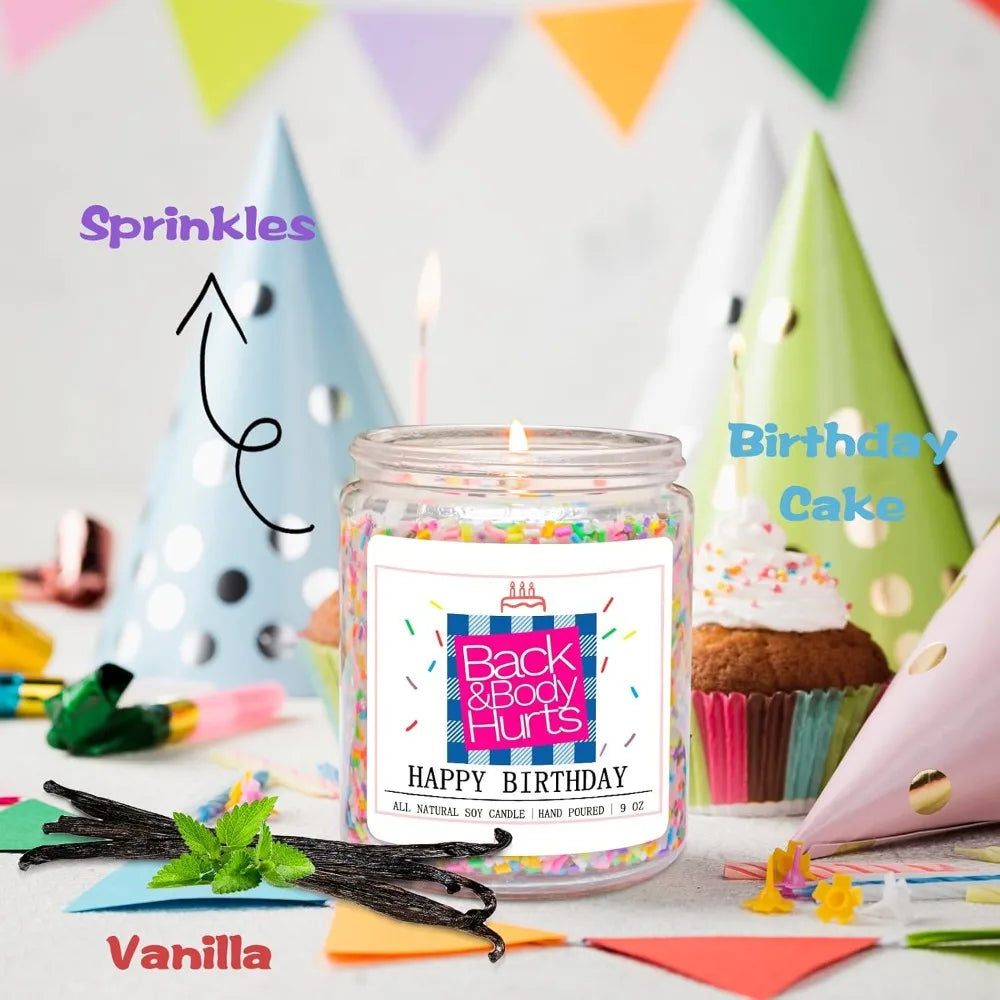 Birthday Candles Gift for Her and Him, Unique Best Friend Gift Ideas - Back & Body Hurts Happy Birthday Candle