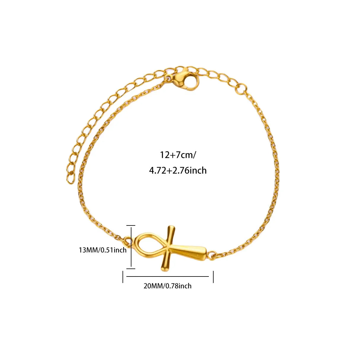 Stainless Steel Ankh Cross Bracelet For Women Men Gold Color Cross Cuff Bangles Vintage Egyptian Religion Jewelry Gifts