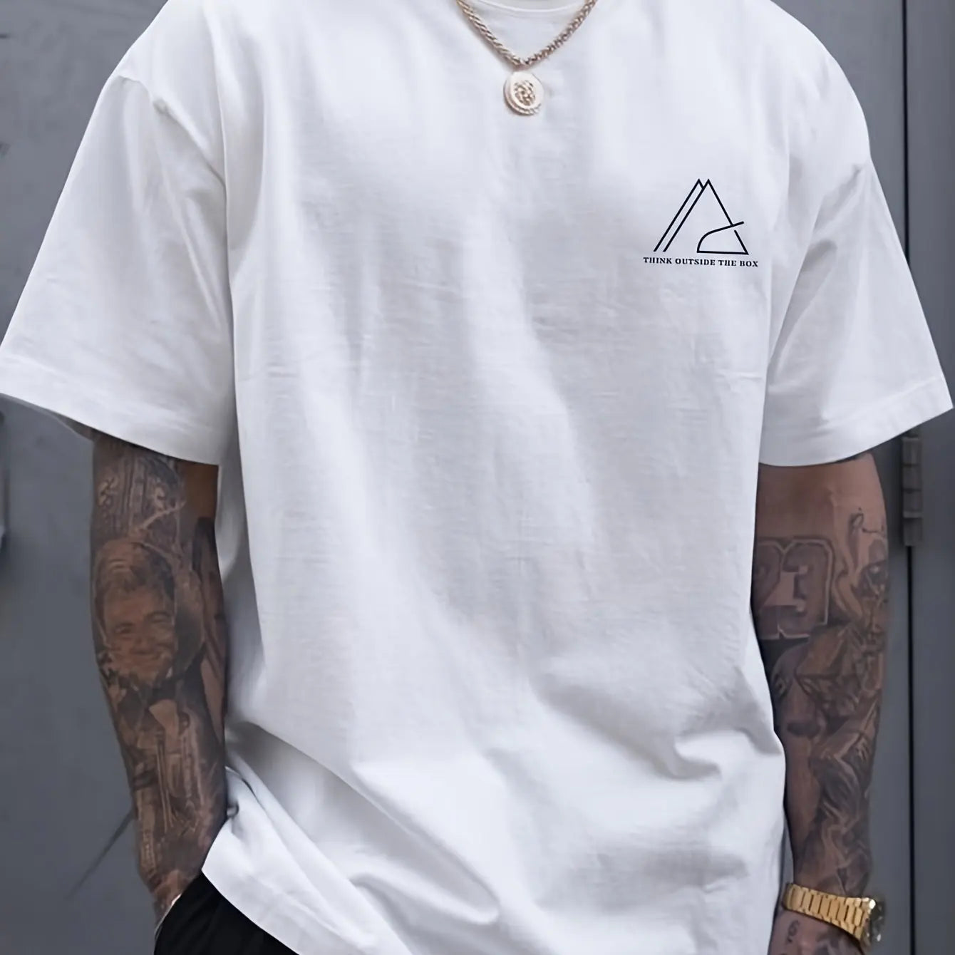 Summer men's 100% cotton comfortable casual wide plus plus size geometric letter printed round neck short sleeved T-shirt top