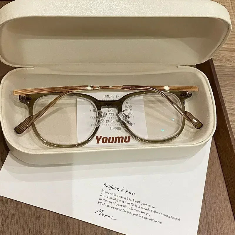 Myopia Glasses Anti Blue Light Metal  Resin -1.0 ~ -6.0 Neutral Style Flat Glasses Computer Glasses