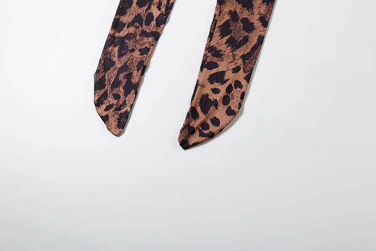 Kliou Leopard Print 2 Piece Set Woman Autumn Trend o-Neck Full Sleeve T-Shirts+Skinny Long Pants Street Fashion Wild Style Suits