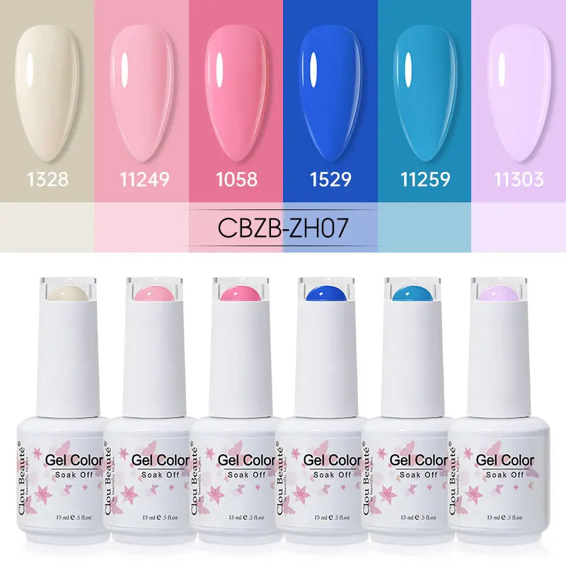 Clou Beaute 6/8pcs 15ml UV Nail Gel Colors Polish Set Summer Pretty Sugar Pink Red Neon Professional Nail Art Manicure Kit Gift