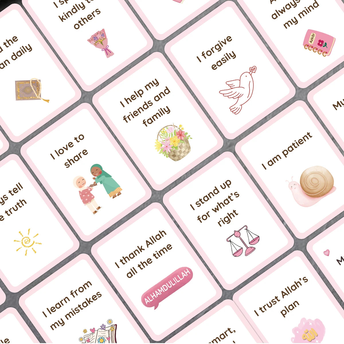 31pcs 'my Muslim Girl Affirmations'cards,Pastel Illustrations,Inspirational Ramadan Gift Cards For Women,Daily Reminders Cards