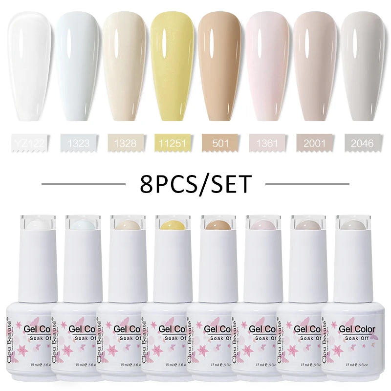 Clou Beaute 6/8pcs 15ml UV Nail Gel Colors Polish Set Summer Pretty Sugar Pink Red Neon Professional Nail Art Manicure Kit Gift