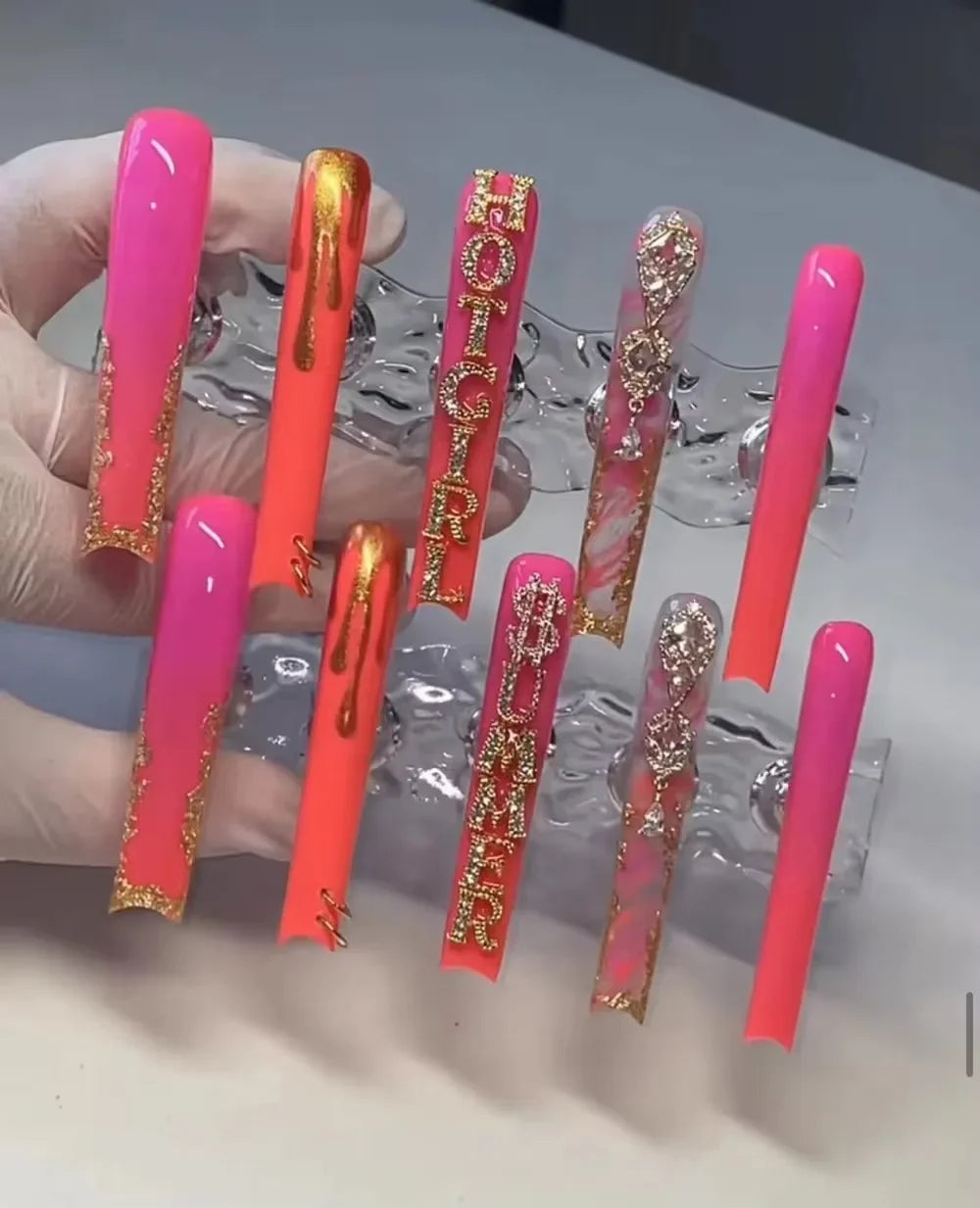 Xxxl Extra Long Quadrate Nail Art Butterfly Angel Diamond Coffin Stiletto False Nails Customizable Nail Party Stickers