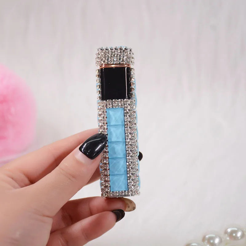 Rhinestone Touch Screen Lighter With Diamond Usb Charging Mute Cigarette Lighter Personality Ladies Lighter Windproof Gadget