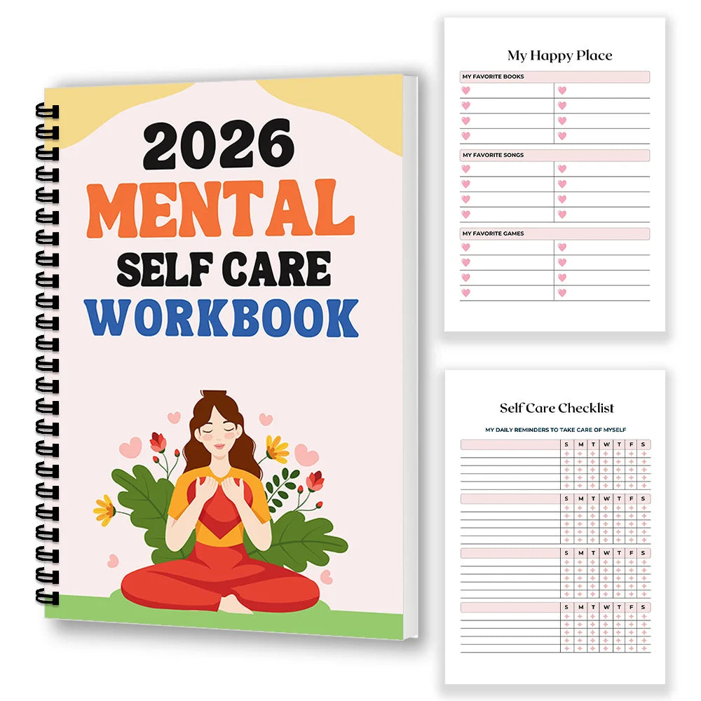 1PC 2026 Mindful Mental Self-Care Workbook: Yoga-Themed Mental Health Journal for Wellness Enthusiasts & Stress-Relievers, Perfe