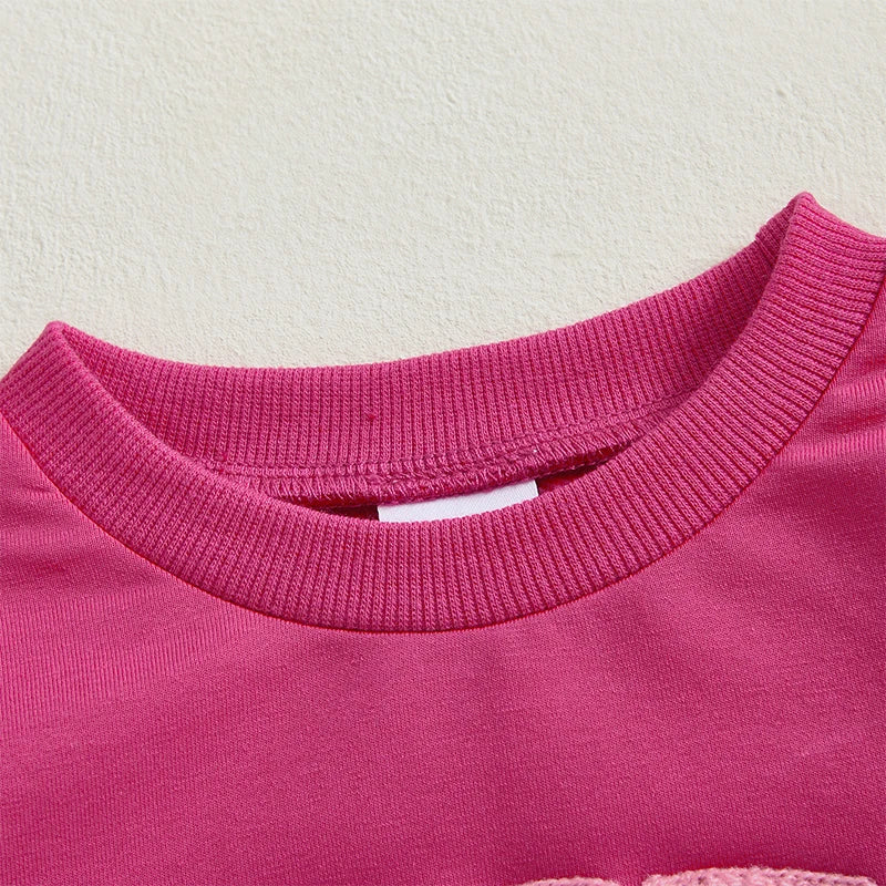 2024-10-11 Lioraitiin 6M-4Y Kids Girls Valentines Day Sweatshirt Long Sleeve Crew Neck Embroidery Letters Pullover Hoodie Tops