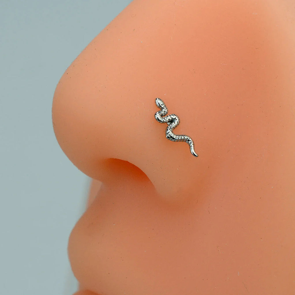 1PC Stainless Steel CZ Nose Ring L Shape Nose Studs Spider Snake Bow Flower Leaf Nostril Nose Piercing Body Jewelry  For Women