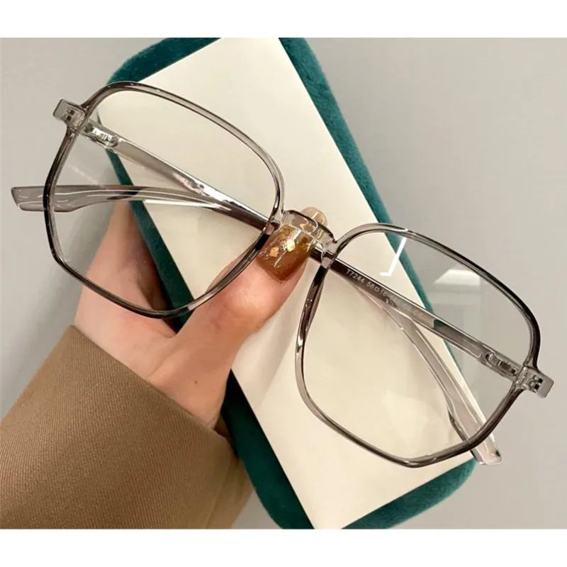 Stylish Women's Image Glasses Square Frame Transparent Eyeglasses Trendy Anti-blue Light Computer Goggles New Fake Eyeware
