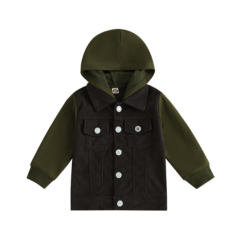 2023-06-22 Lioraitiin 0-4Years Toddler Boy Girl Fall Corduroy Jacket Casual Long Sleeve Button Down Lapel Coat Hoodie Outwear